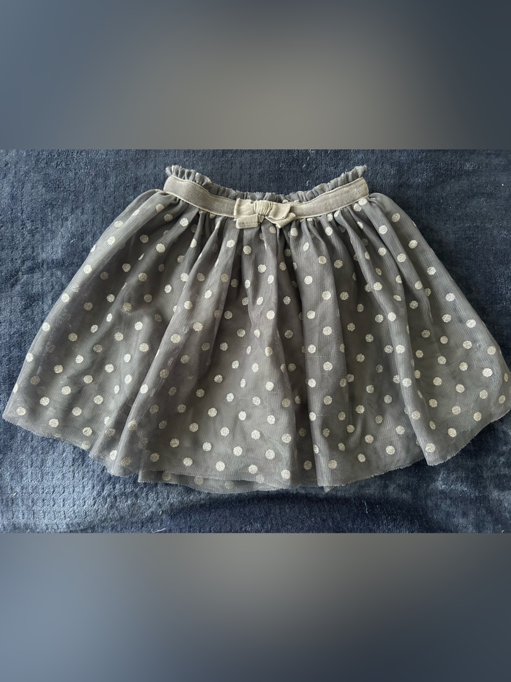 Cat & Jack Gray Polka Dot Tulle Skirt with Waist Bow